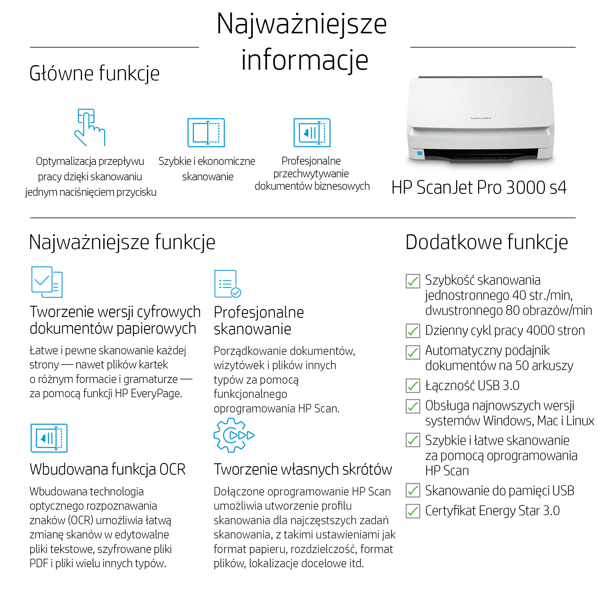 HP ScanJet Pro 3000 s4 Skaner z podajnikiem 600 x 600 DPI A4 Czarny, Biały - obrazek 3