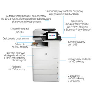 HP Color LaserJet Enterprise LaserJet Enterprise M776dn Multifunction W kolorze Drukarka, Tylko Ethernet; Kopiarka, skaner