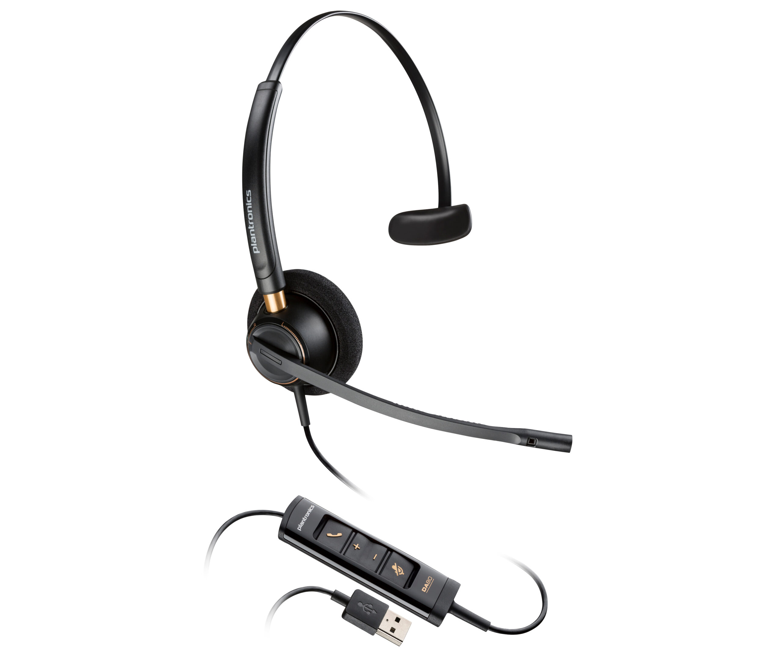 HP Poly Jednouszny zestaw słuchawkowy Poly EncorePro 515 z certyfikatem Microsoft Teams i portem USB-A