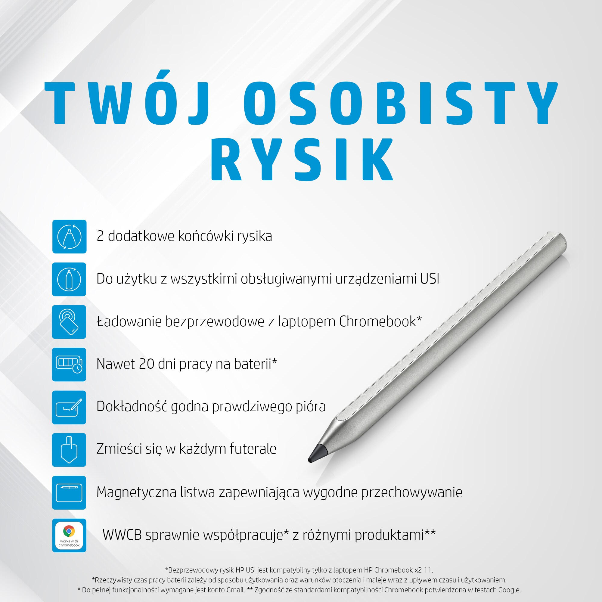 HP Bezprzewodowe piórko USI Pen do wielokrotnego ładowania - obrazek 4