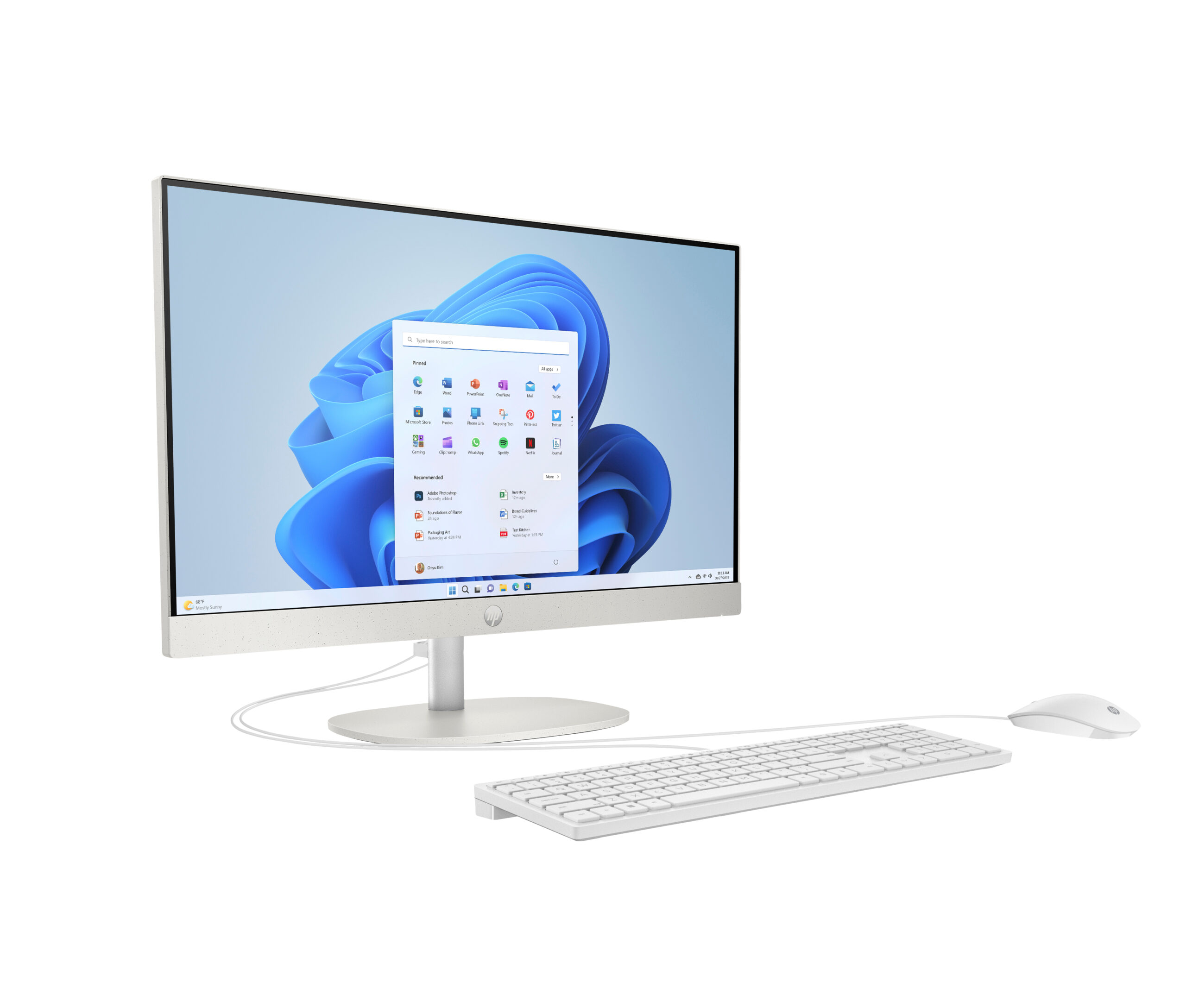 HP 24-cr0332nw AMD Ryzen™ 7 7730U 60,5 cm (23.8") 1920 x 1080 px All-in-One PC 16 GB DDR4-SDRAM 512 GB SSD Windows 11 Home Wi-Fi 6 (802.11ax) Biały - obrazek 2