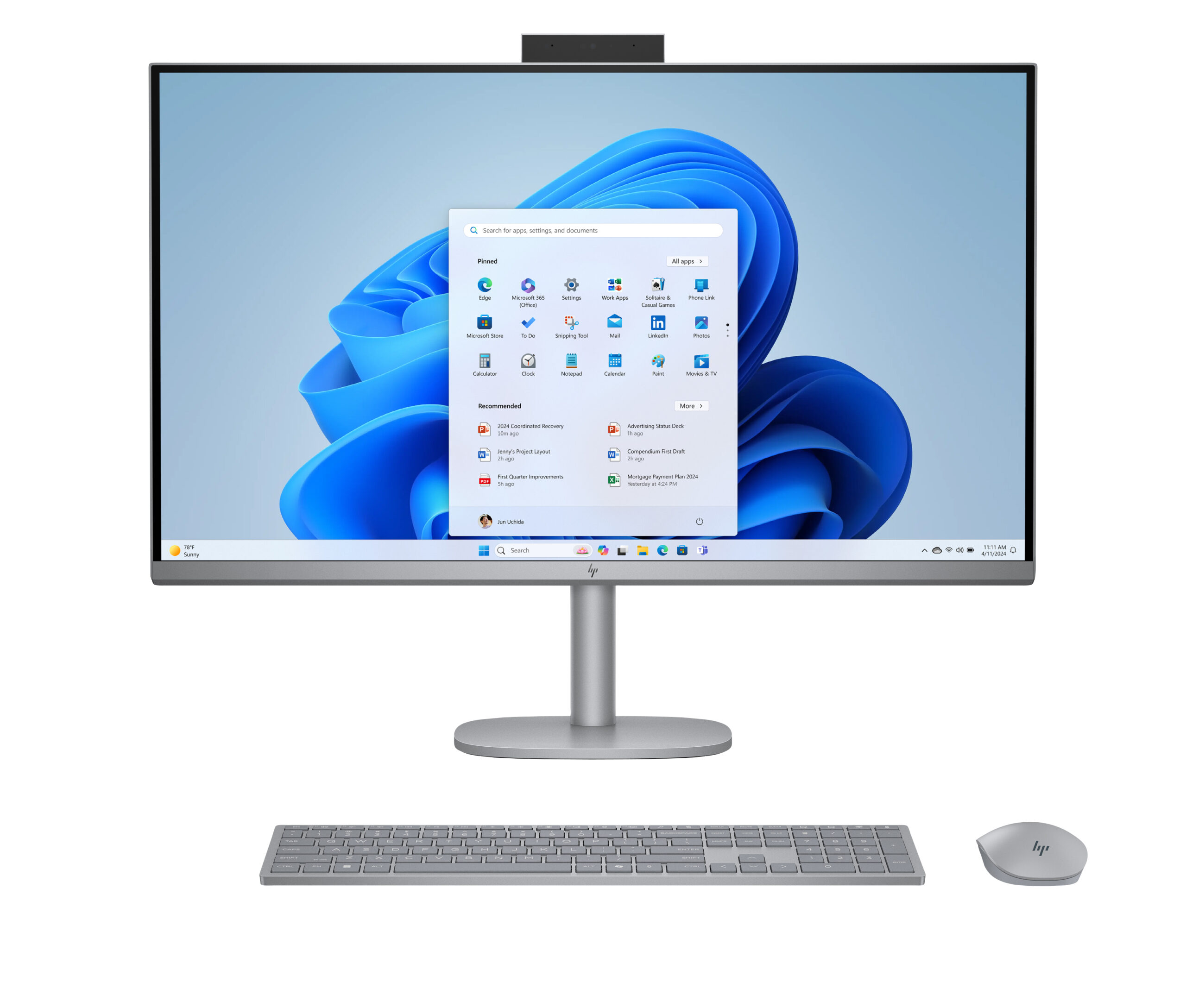 HP OmniStudio X 32-c0007nw Intel Core Ultra 5 125H 80 cm (31.5") 3840 x 2160 px All-in-One PC 32 GB DDR5-SDRAM 1 TB SSD Windows 11 Home Wi-Fi 7 (802.11be) AI PC Srebrny