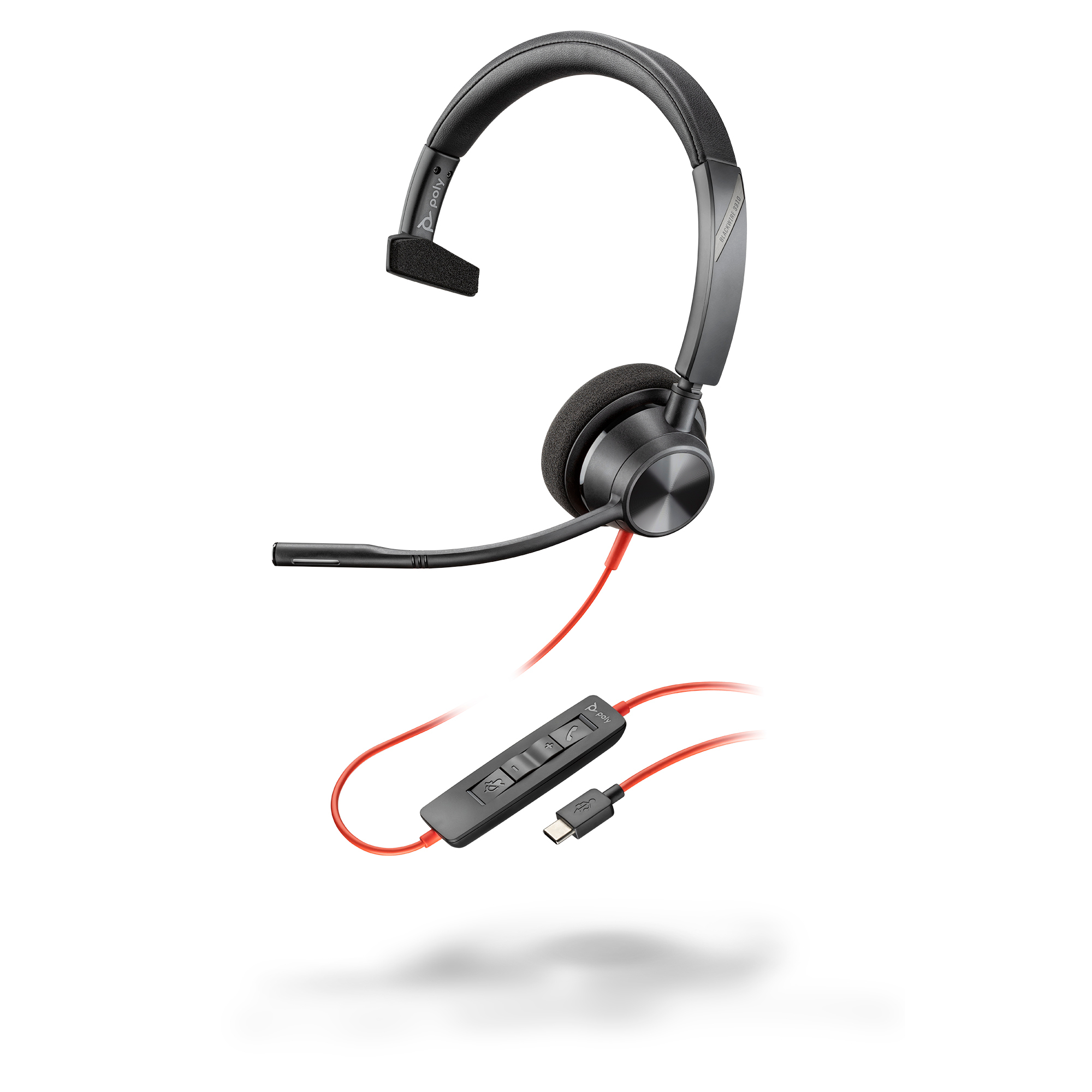 HP Poly Blackwire 3310 Monaural USB-C Headset +USB-C/A Adapter - obrazek 5