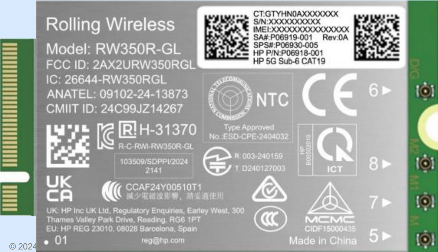 HP 5G Sub-6 WWAN adapter Wewnętrzny