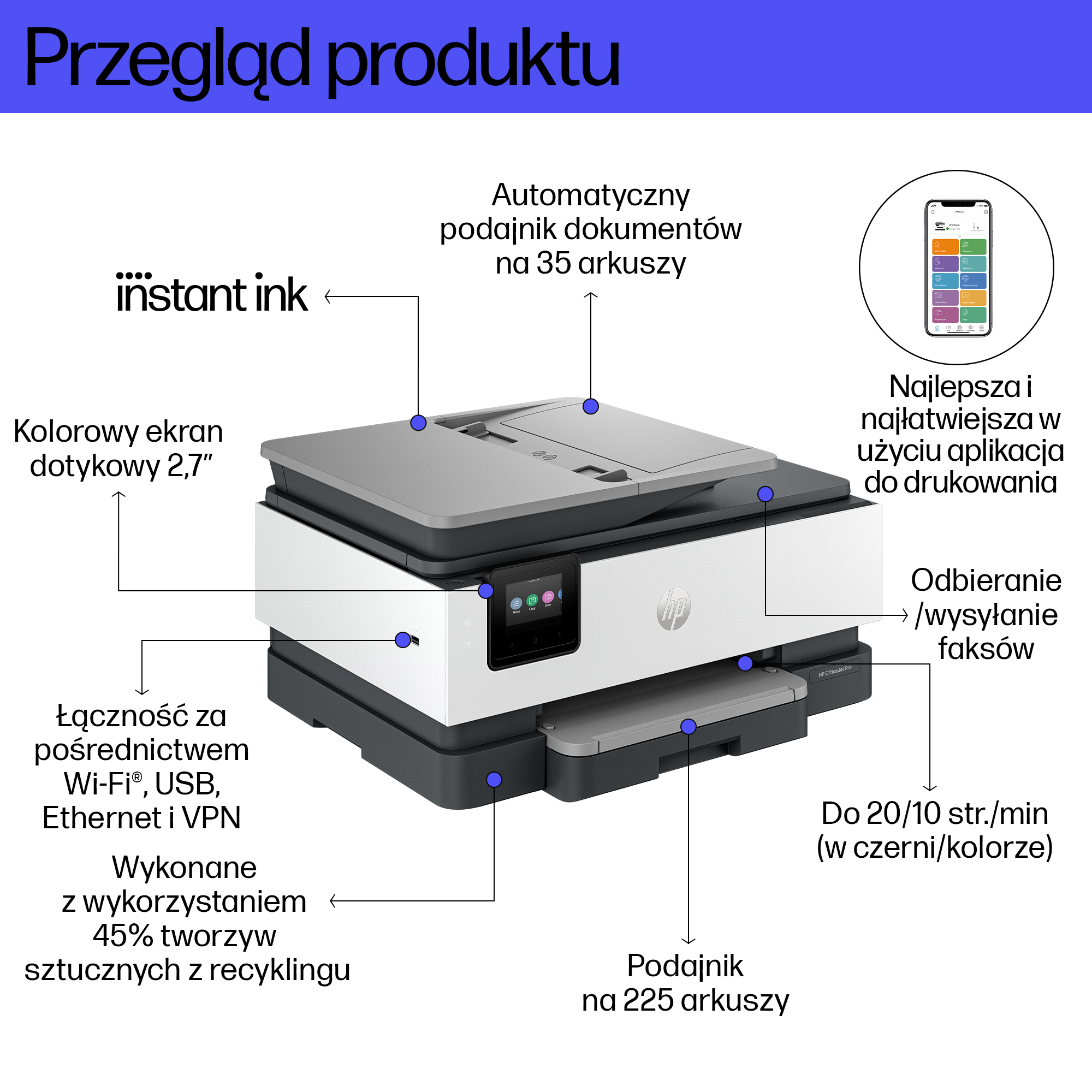 HP OfficeJet Pro 8132e (40Q45B) - Urządzenie Wielofunkcyjne Atramentowe - obrazek 4