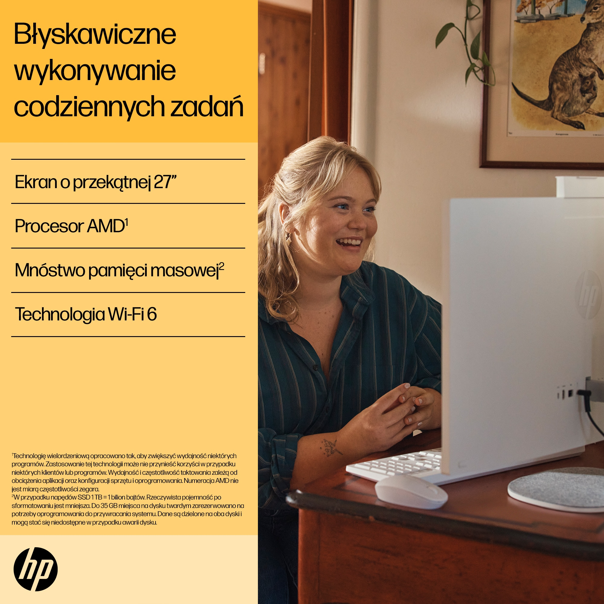 HP 27-cr0204nw AMD Ryzen™ 7 7730U 68,6 cm (27") 1920 x 1080 px All-in-One PC 16 GB DDR4-SDRAM 512 GB SSD Free DOS Wi-Fi 6 (802.11ax) Biały - obrazek 4