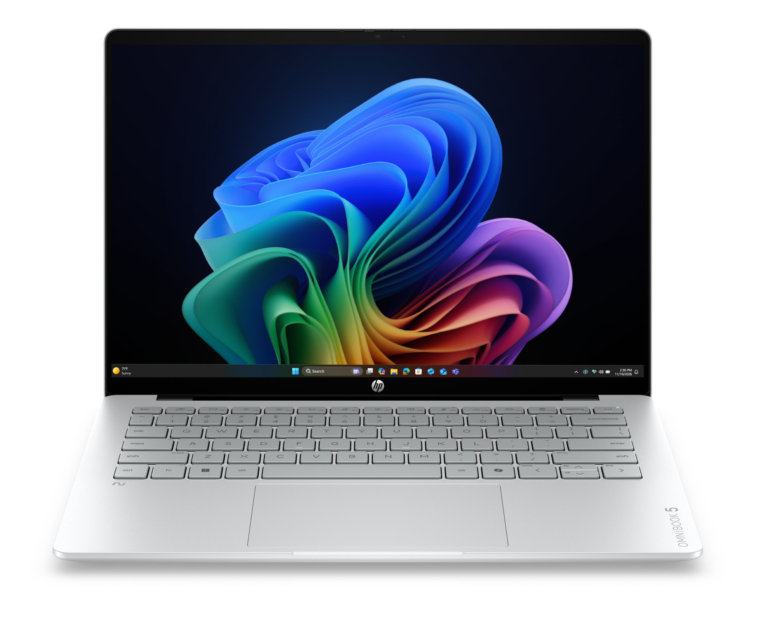 HP OmniBook 5 Laptop Next Gen AI 14-hm0010nwx Copilot+ PC AMD Ryzen AI 9 35,6 cm (14") Ekran dotykowy 2K 32 GB LPDDR5x-SDRAM 1 TB SSD Wi-Fi 7 (802.11be) Windows 11 Home Srebrny