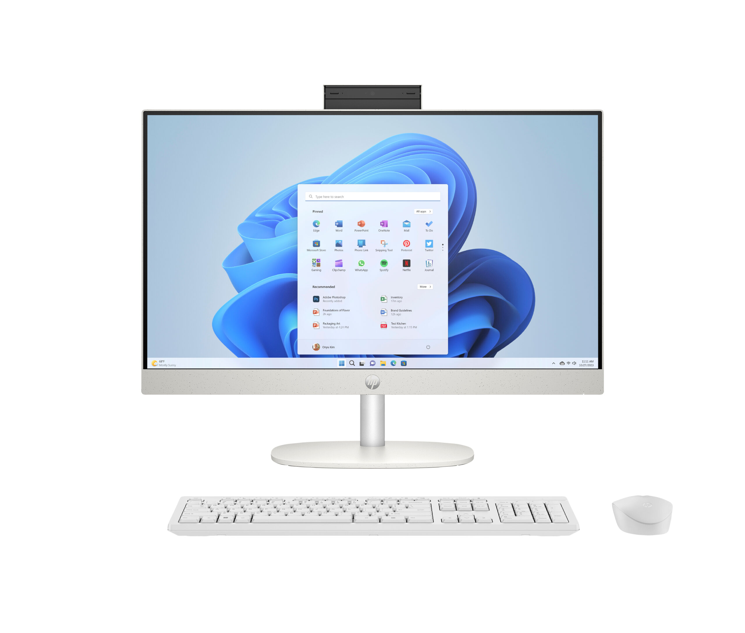 HP 24-cr0332nw AMD Ryzen™ 7 7730U 60,5 cm (23.8") 1920 x 1080 px All-in-One PC 16 GB DDR4-SDRAM 512 GB SSD Windows 11 Home Wi-Fi 6 (802.11ax) Biały