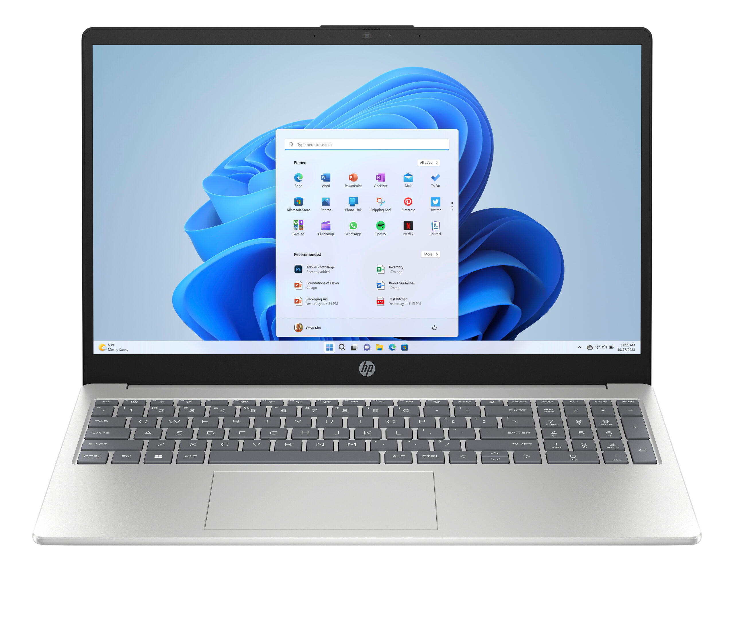 HP 15-fc0056nw AMD Ryzen™ 3 7320U Laptop 39,6 cm (15.6") Full HD 8 GB LPDDR5-SDRAM 512 GB SSD Wi-Fi 6 (802.11ax) Windows 11 Home Srebrny