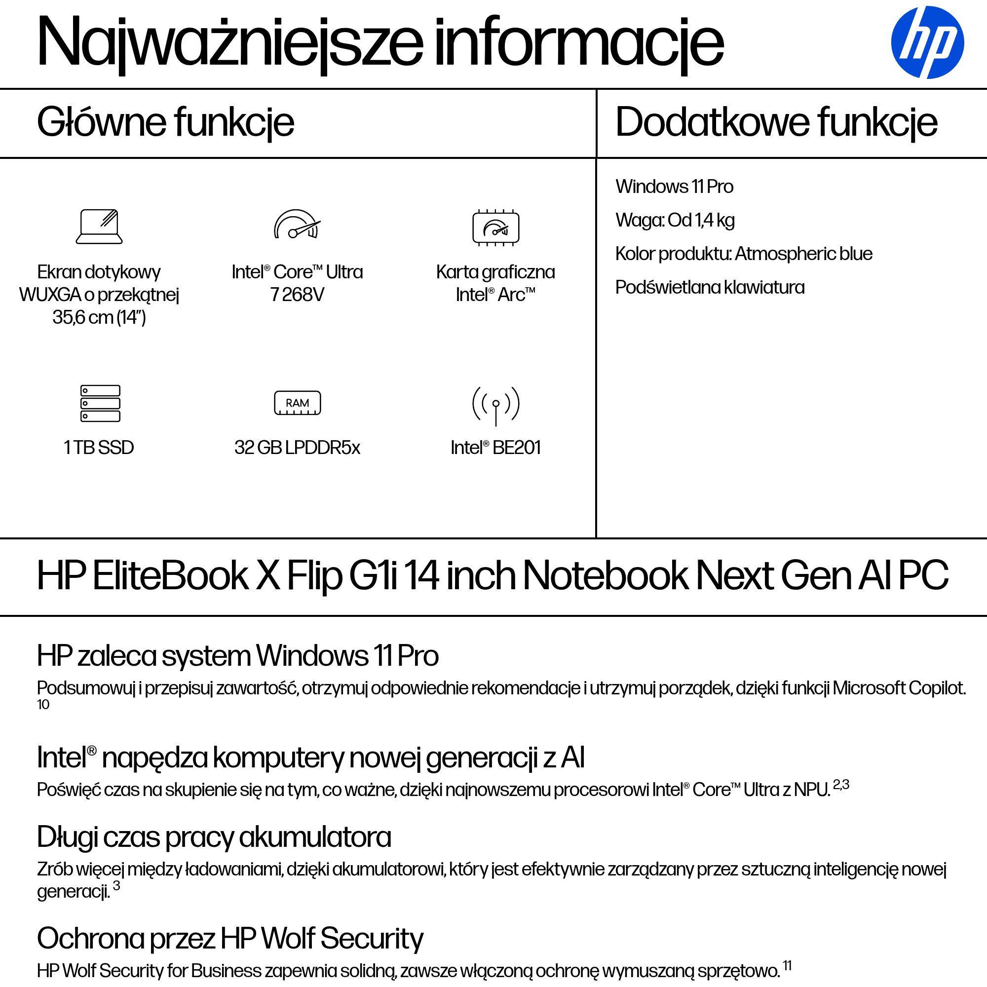 HP EliteBook Ultra G1i - Ultra 7 268V | 14" OLED | 32GB | 1TB | W11P - obrazek 4