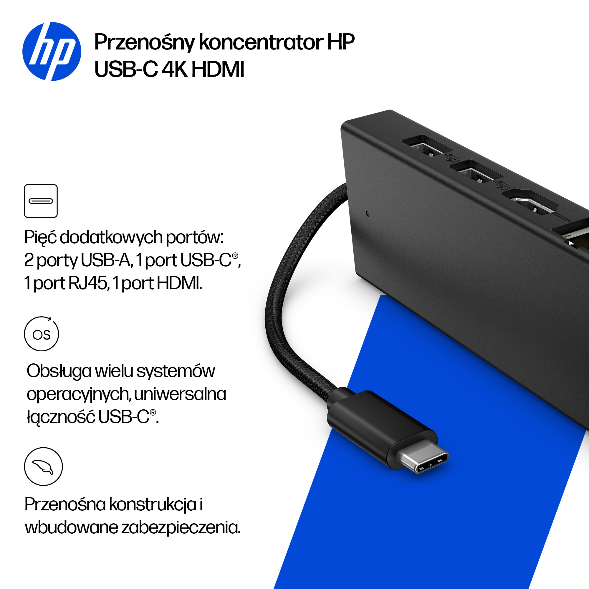 HP Koncentrator Portable USB-C 4K HDMI - obrazek 4