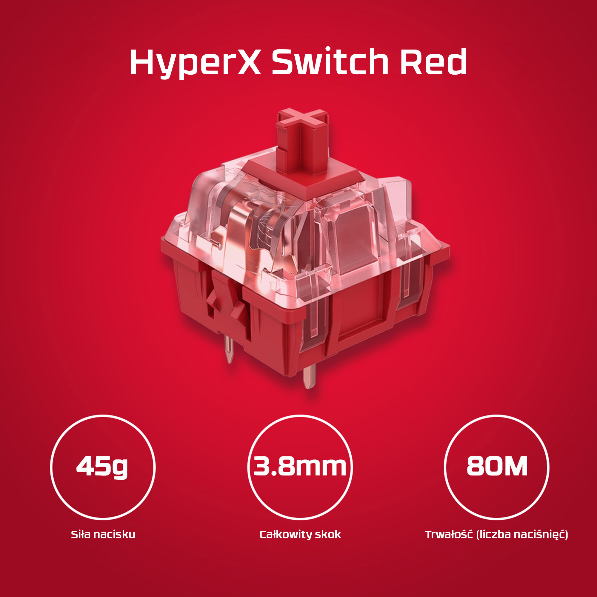 HyperX Alloy Origins PBT HX Red – mechaniczna klawiatura dla graczy - obrazek 4