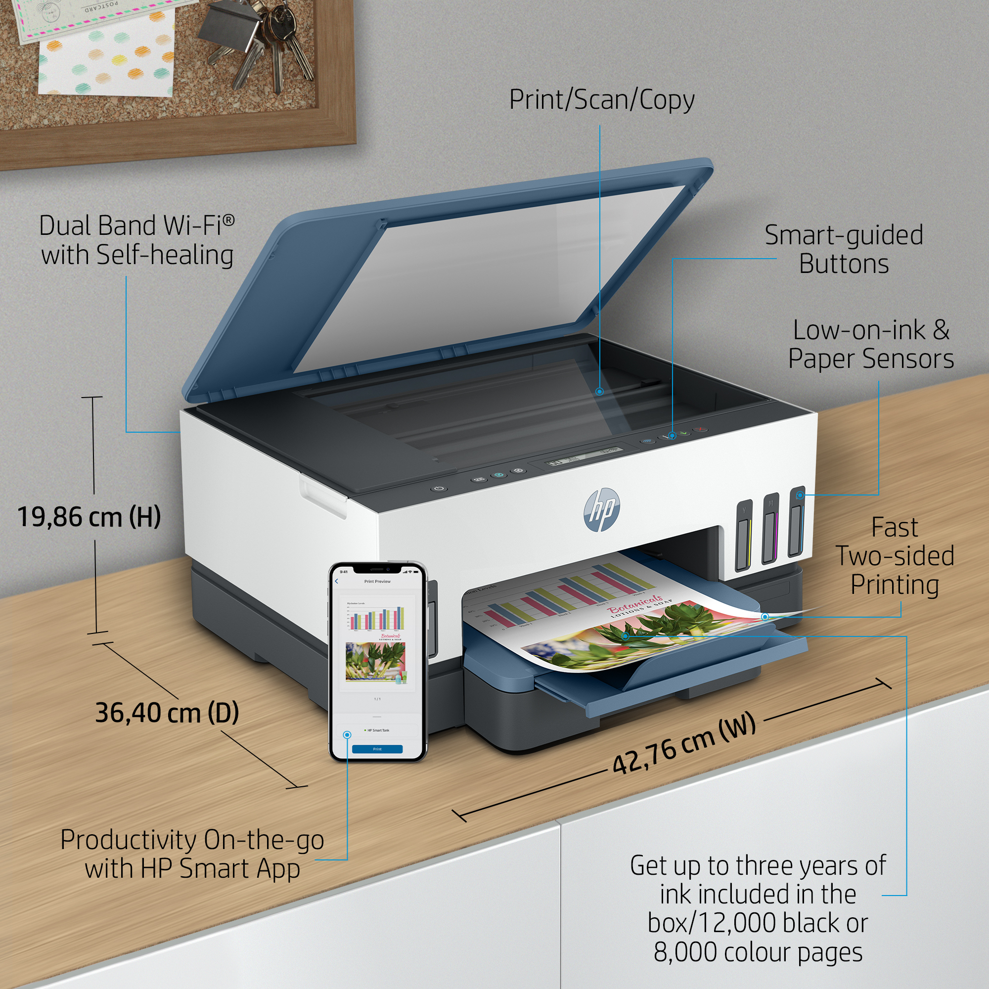 HP Smart Tank 7006 Wireless All-in-One Color Printer, Two-sided printing; Copier, Scanner - obrazek 4