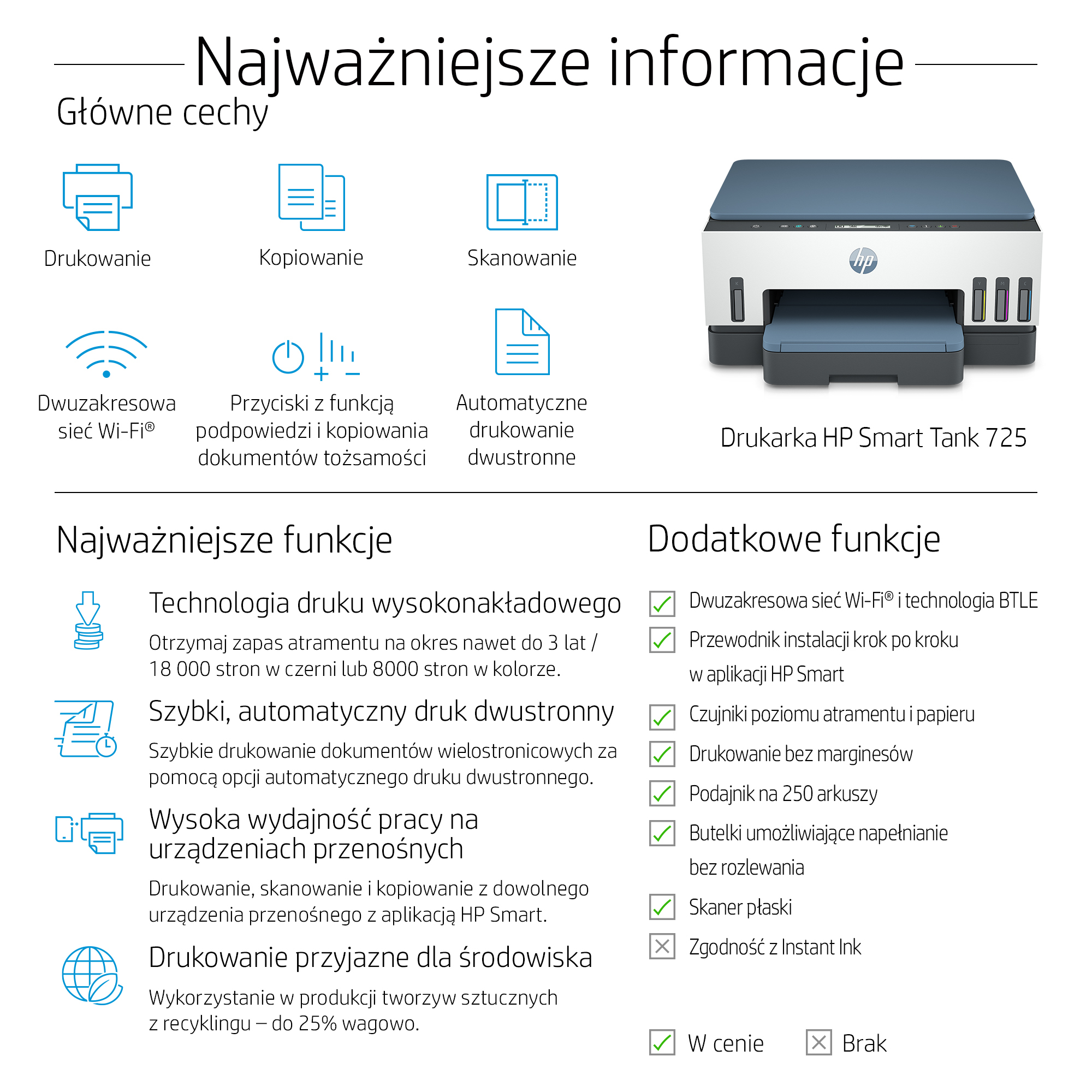 HP Smart Tank 725 All-in-One - Drukarka atramentowa A4 z Wi-Fi - obrazek 4