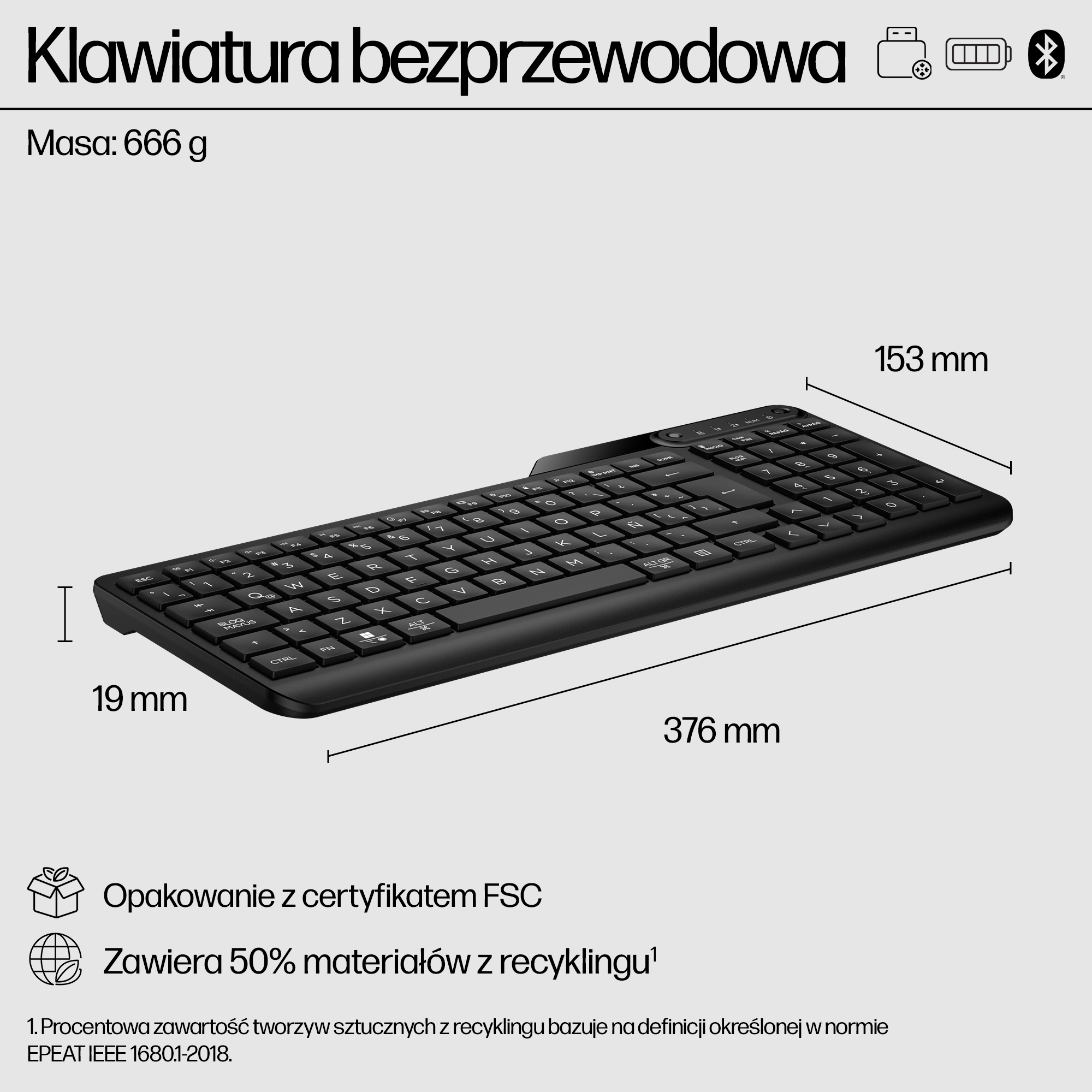 HP Klawiatura bezprzewodowa 475 z dwoma trybami - obrazek 4