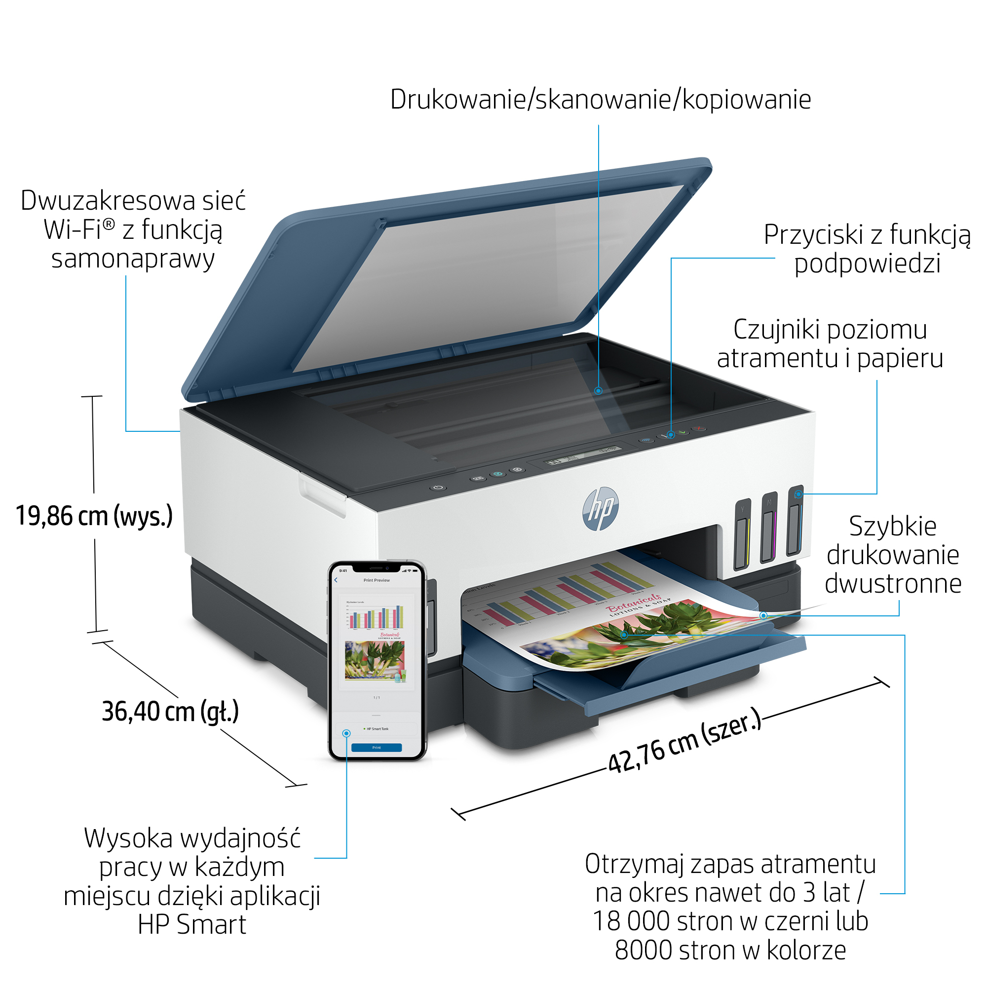HP Smart Tank 725 All-in-One - Drukarka atramentowa A4 z Wi-Fi - obrazek 5