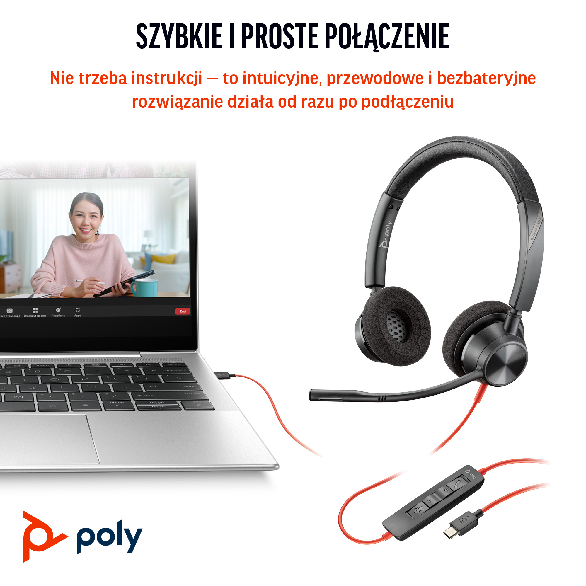 HP Poly Blackwire 3320 Stereo Microsoft Teams Certified USB-C Headset +USB-C/A Adapter (8X220AA) - obrazek 5
