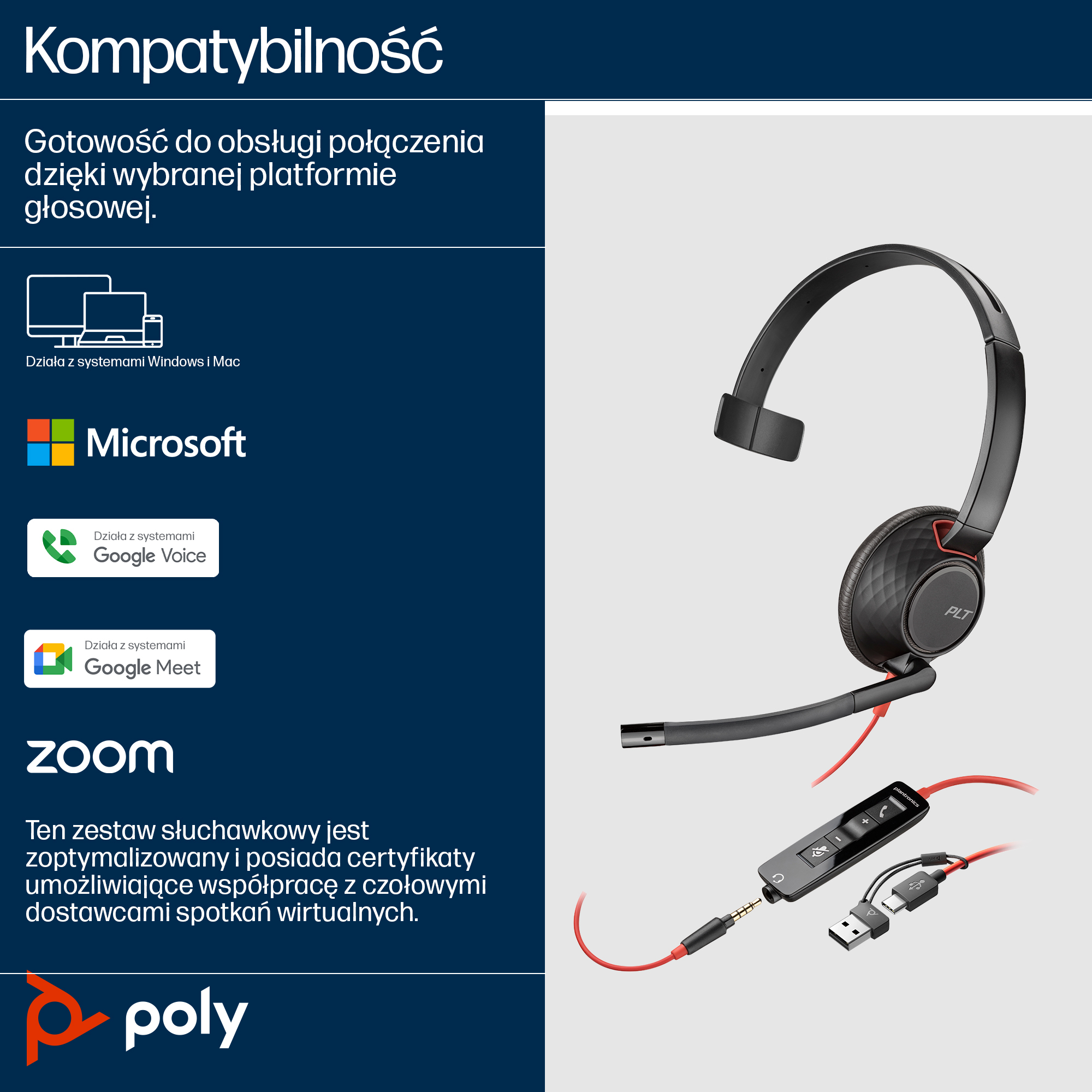 HP Blackwire 5210 Monaural USB-C Headset (8X230AA) - obrazek 3