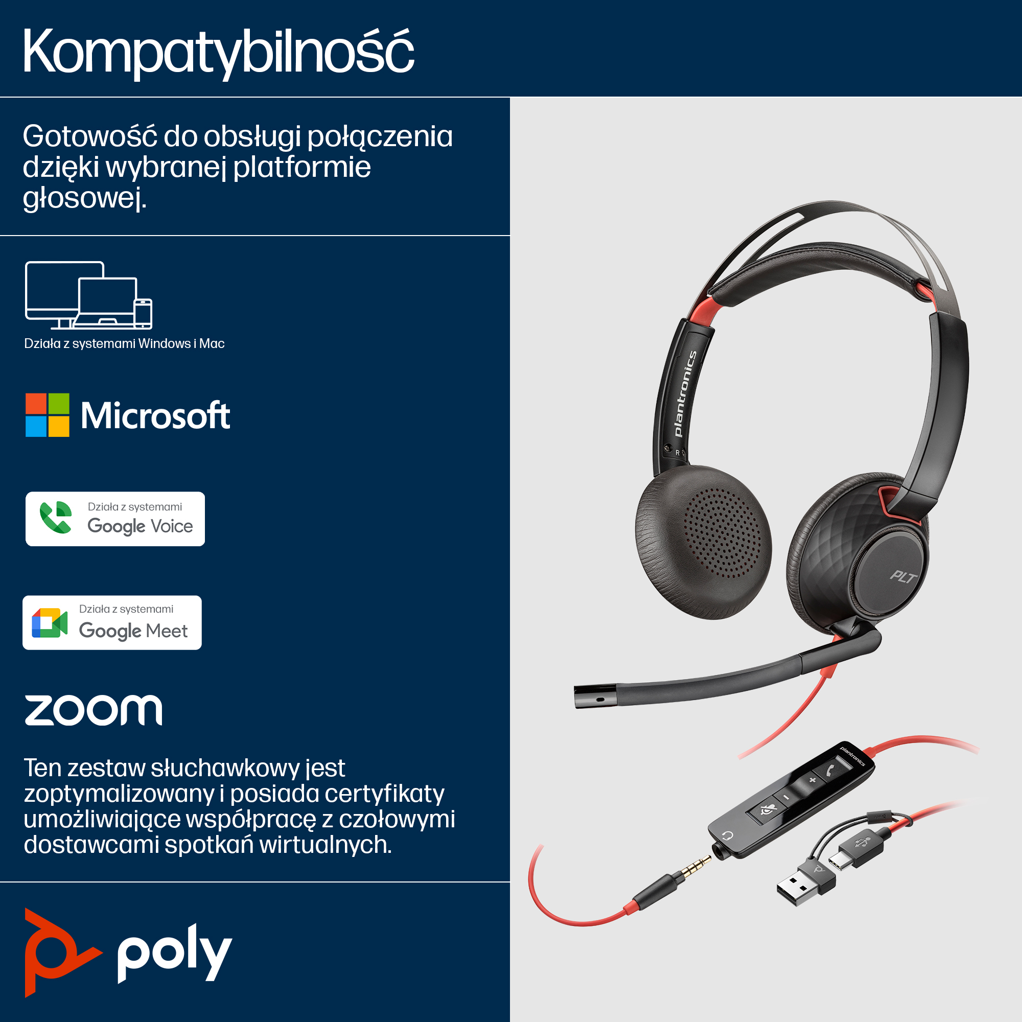 HP Blackwire 5220 Stereo USB-C Headset - Certyfikacja UC - obrazek 4