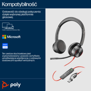 HP Poly Blackwire 8225 USB-C/A - Przewodowy zestaw słuchawkowy