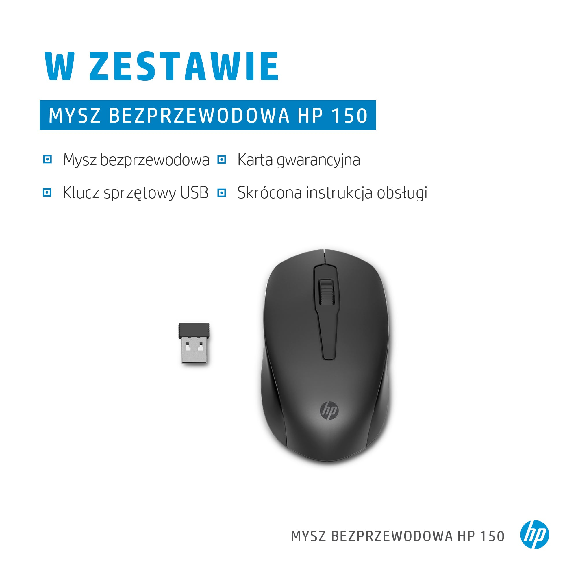Mysz HP 150 Wireless Mouse 2S9L1AA - Bezprzewodowa, Czarna - obrazek 5