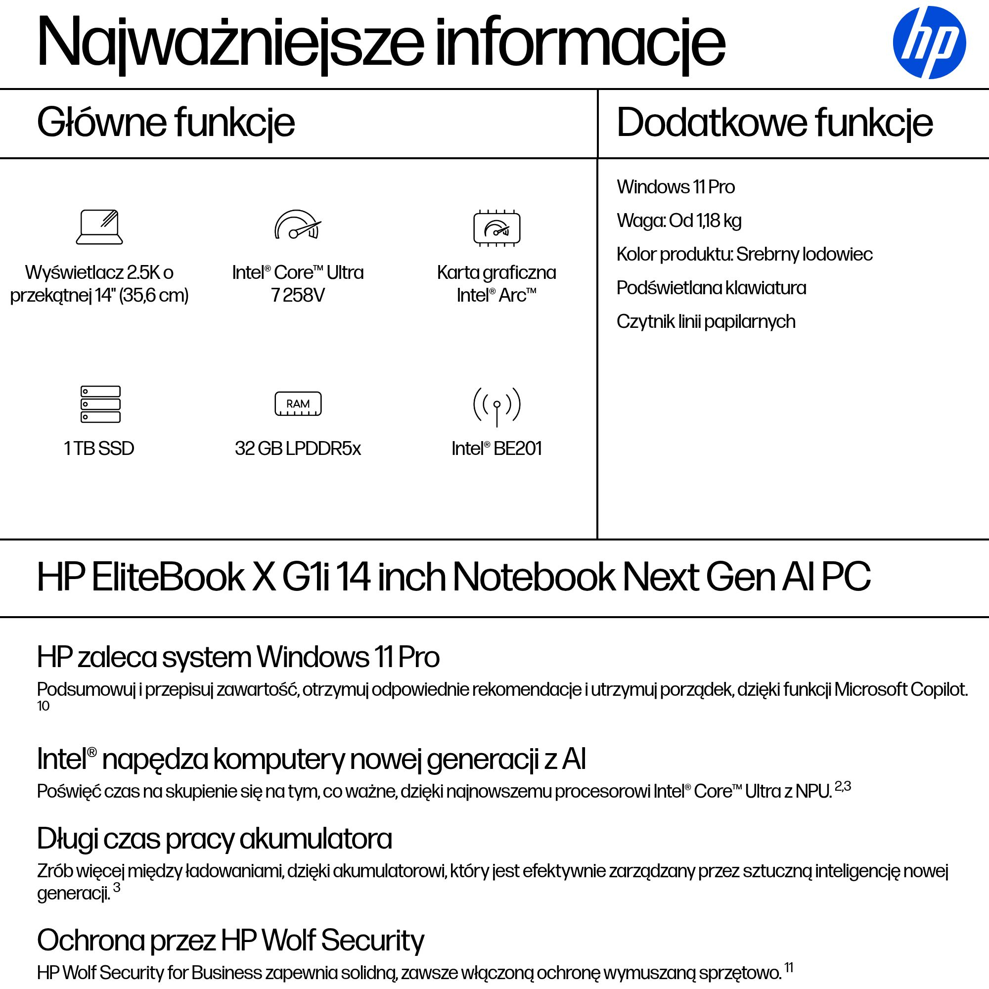 HP EliteBook X G1i 14 AG 2.5K - Intel Core Ultra 7 - obrazek 3