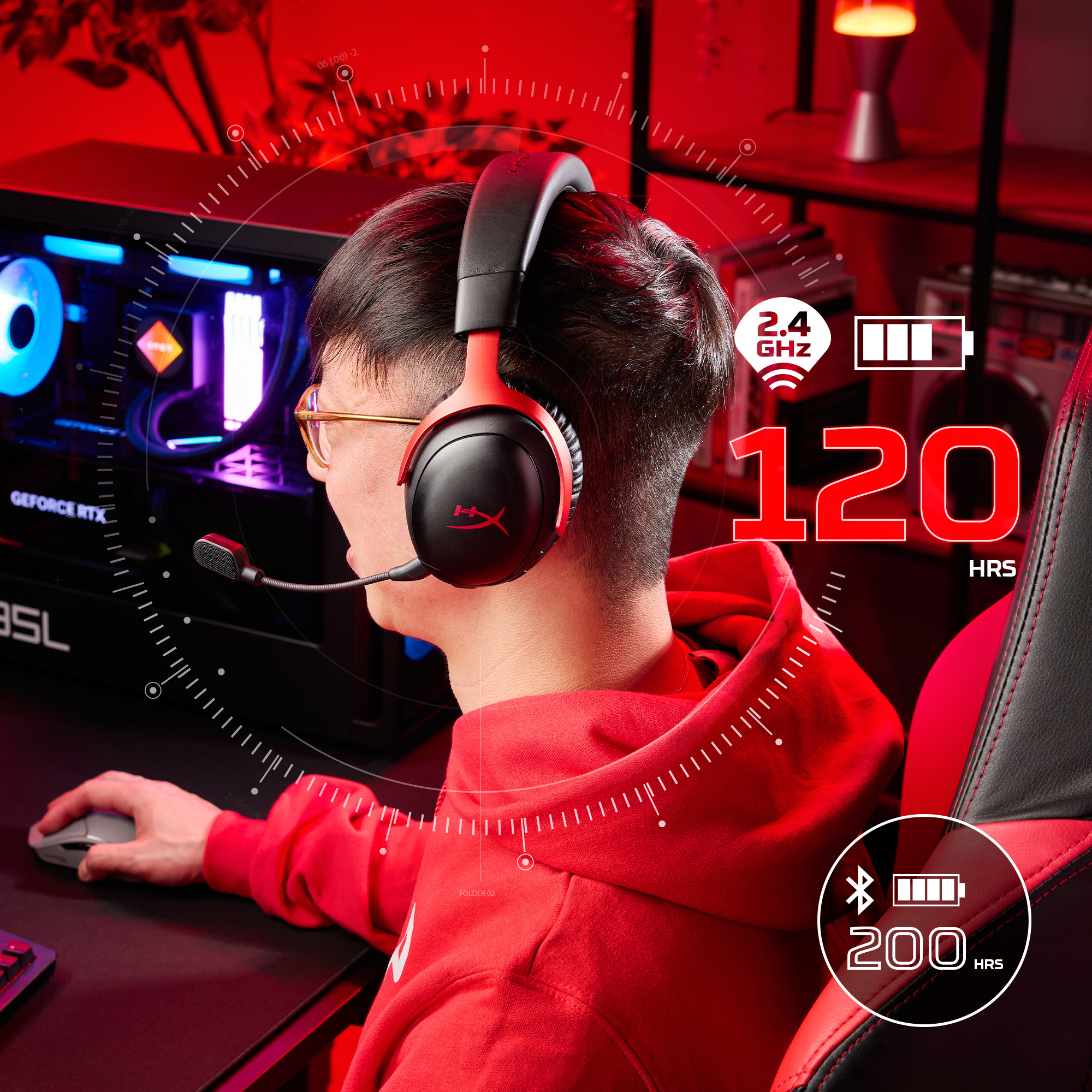 HyperX Cloud III Wireless – Bezprzewodowy zestaw słuchawkowy do gier (czarno-czerwony) - obrazek 4