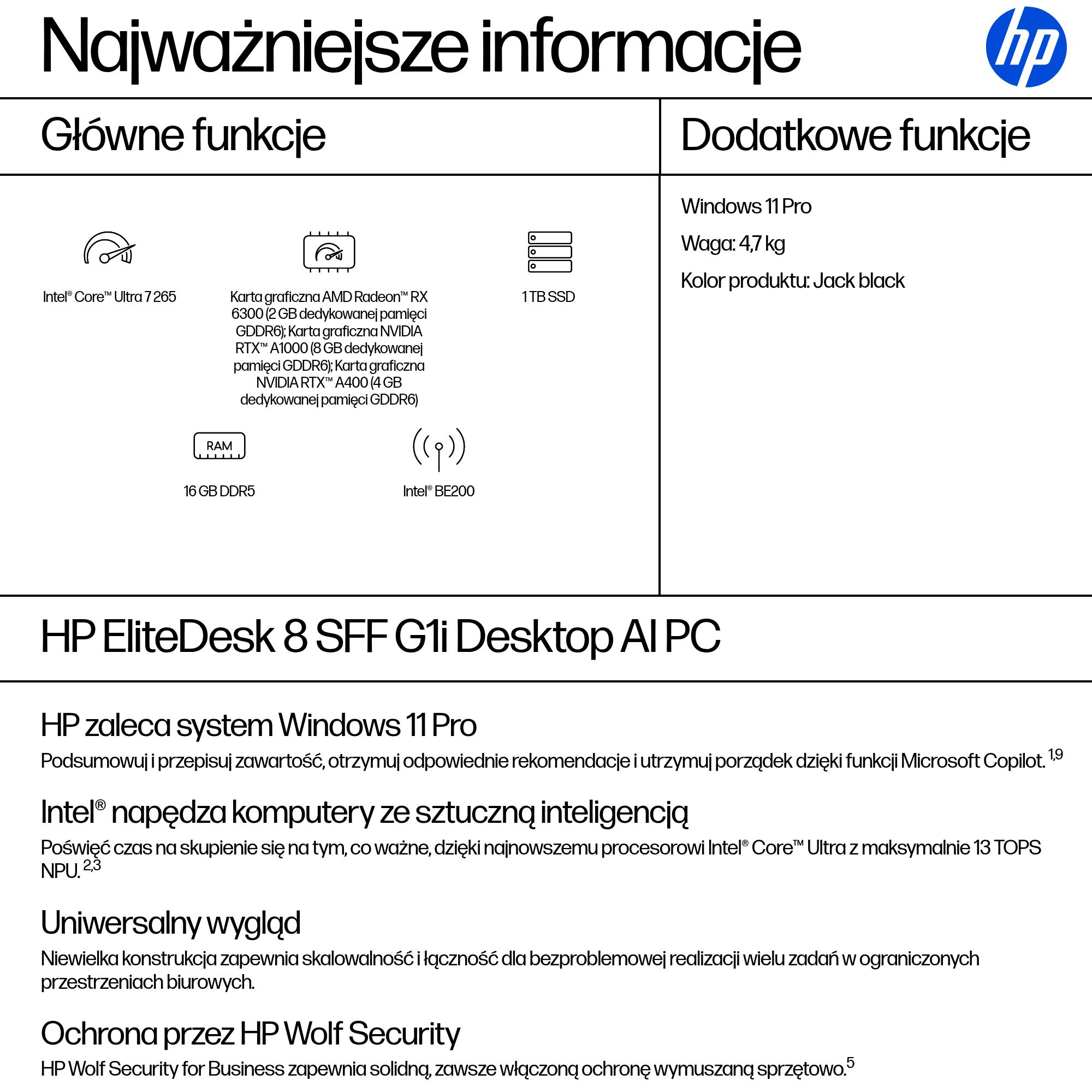 HP EliteDesk 8 SFF G1i AI - Intel Core Ultra 7 265 - obrazek 3