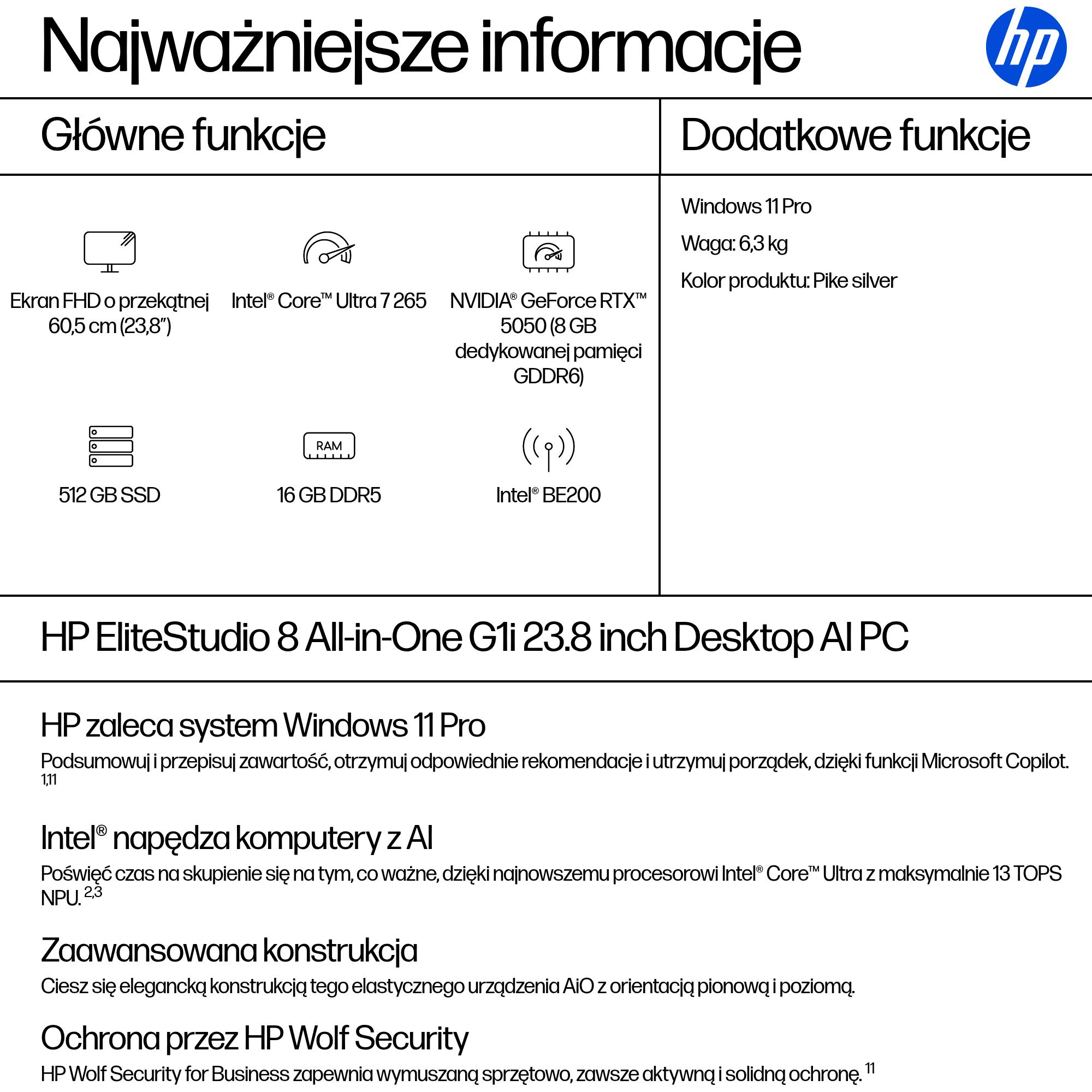 HP EliteStudio 8 AIO G1i Ultra 7-265 23,8"FHD IPS 16GB SSD512 W11Pro - obrazek 4