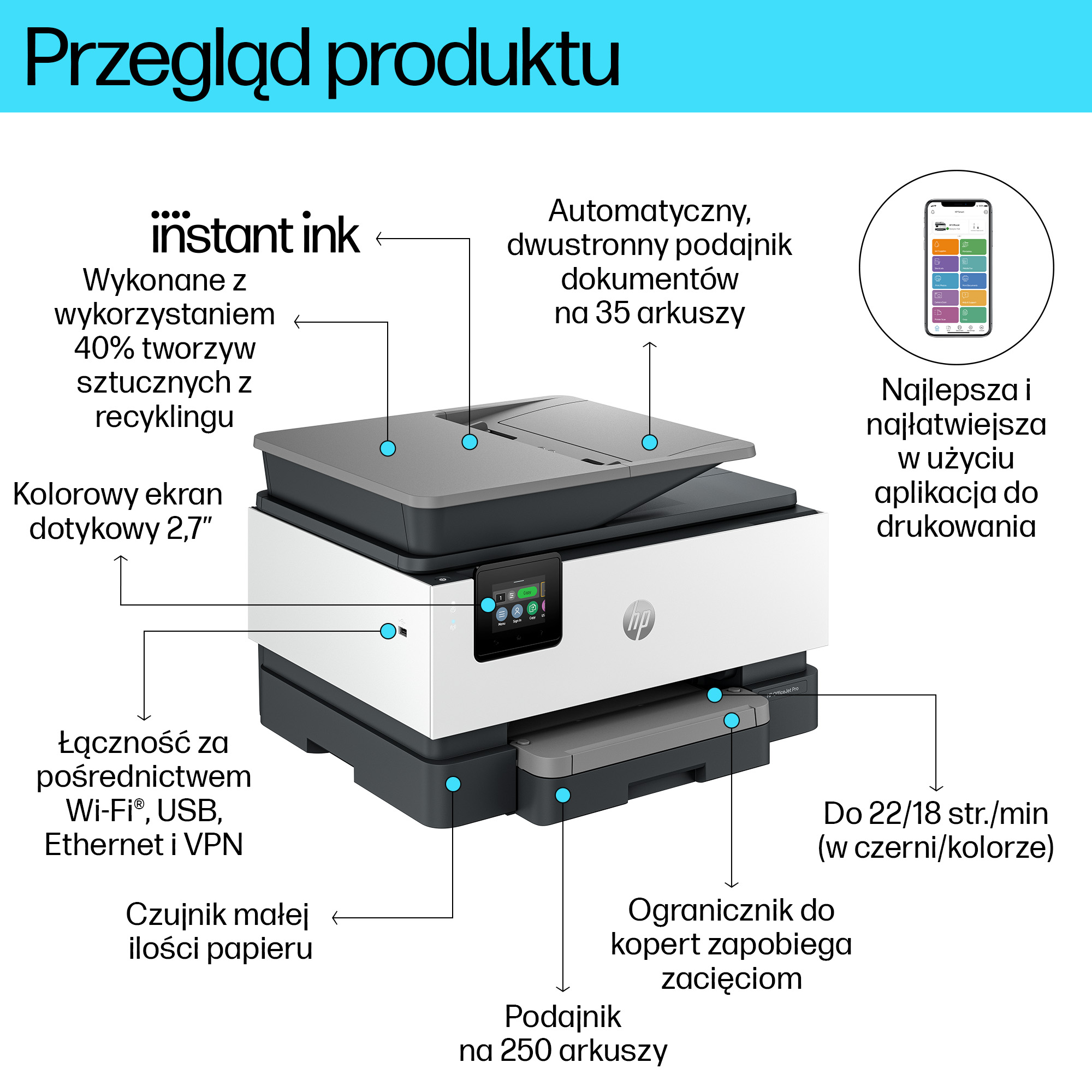 HP OfficeJet Pro 9120e - Bezprzewodowe All-in-One - obrazek 4