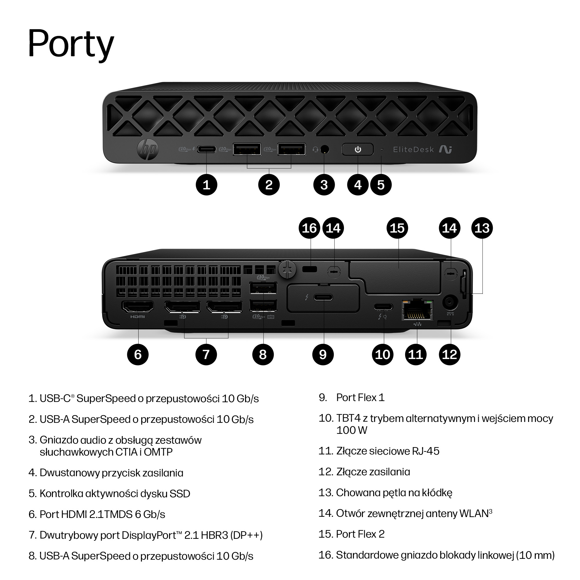 HP EliteDesk 8 Mini G2i AI Ultra 5 322 16GB DDR5 5600 SSD512 Intel Graphics W11Pro 3Y OnSite - obrazek 3