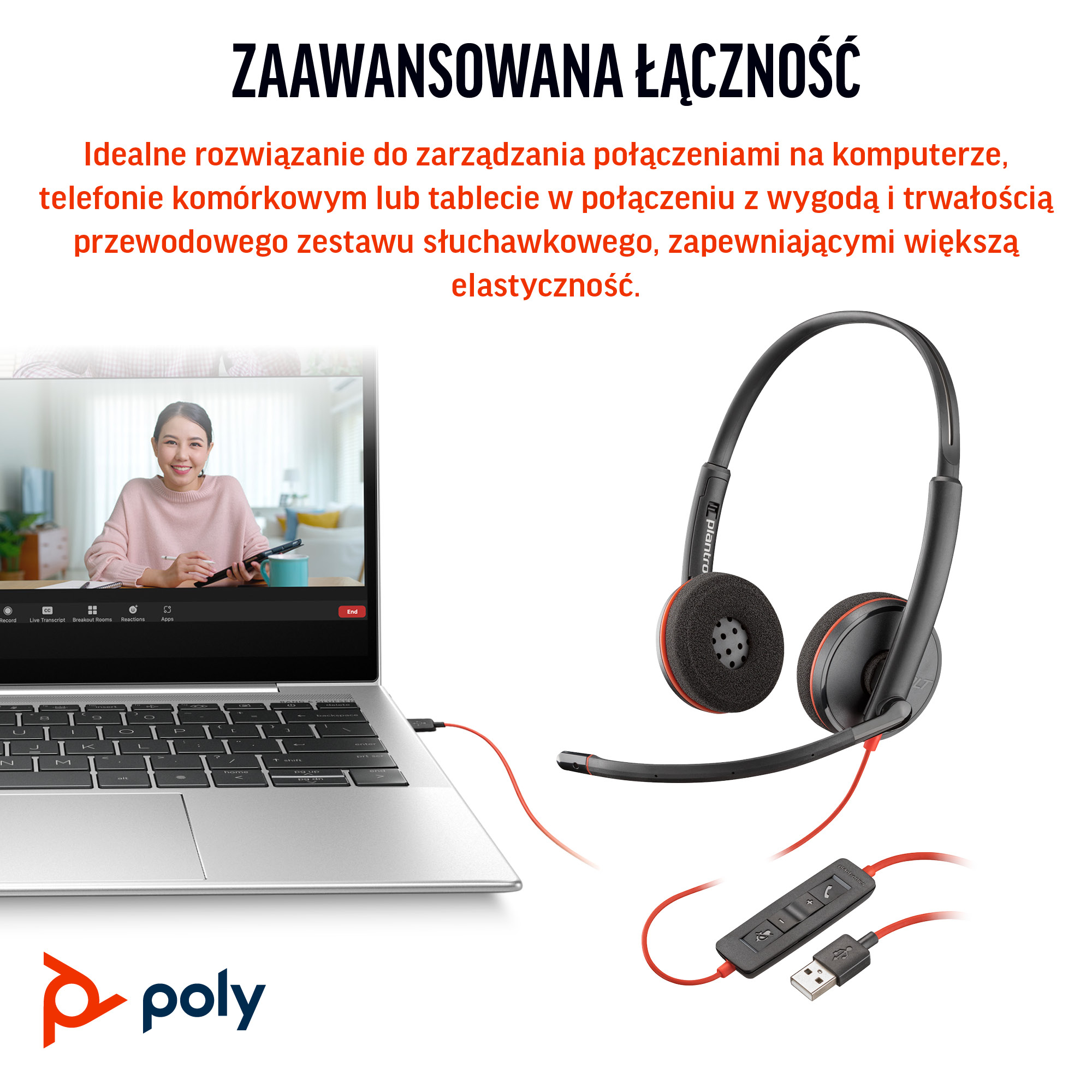 HP Poly Blackwire 3220 Stereo USB-C - Zestaw słuchawkowy - obrazek 3