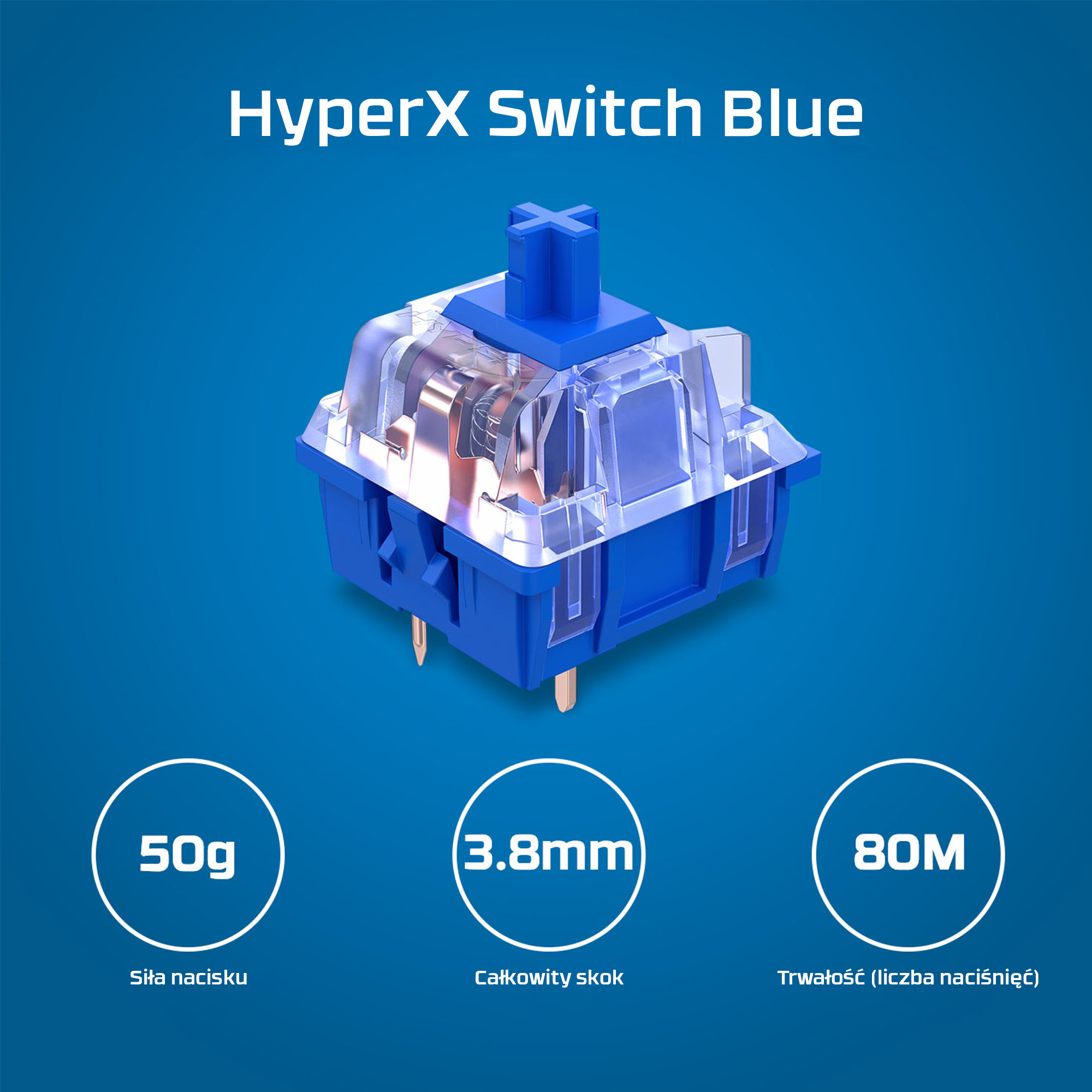 HyperX Alloy Origins Core PBT HX Aqua Gaming Keyboard - obrazek 2