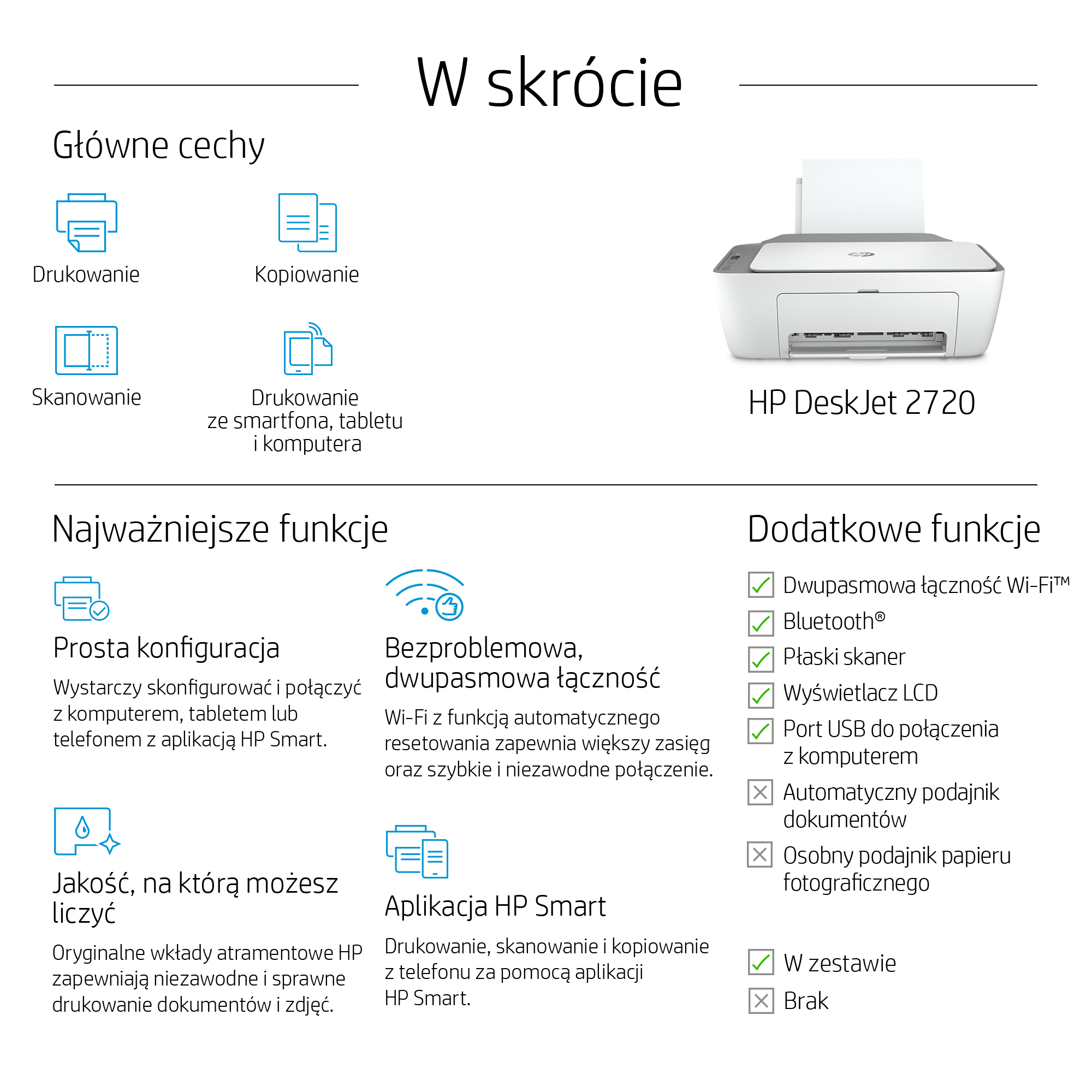 HP DeskJet 2720 Bezprzewodowe All-in-One W kolorze Drukarka, Instant Ink; Kopiarka, skaner - obrazek 5