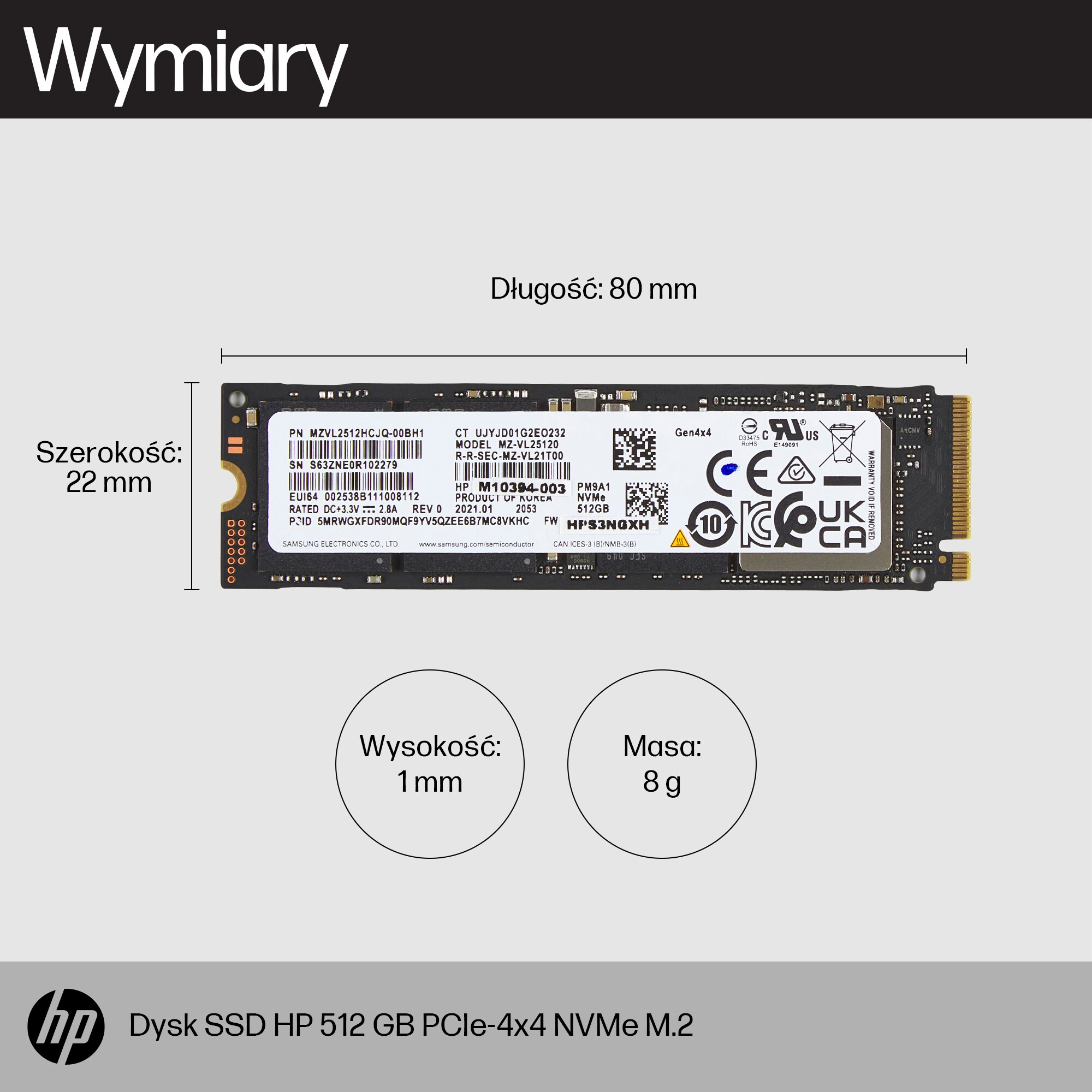 HP INC Dysk SSD HP 512GB PCIe-4x4 NVMe M.2 SSD
