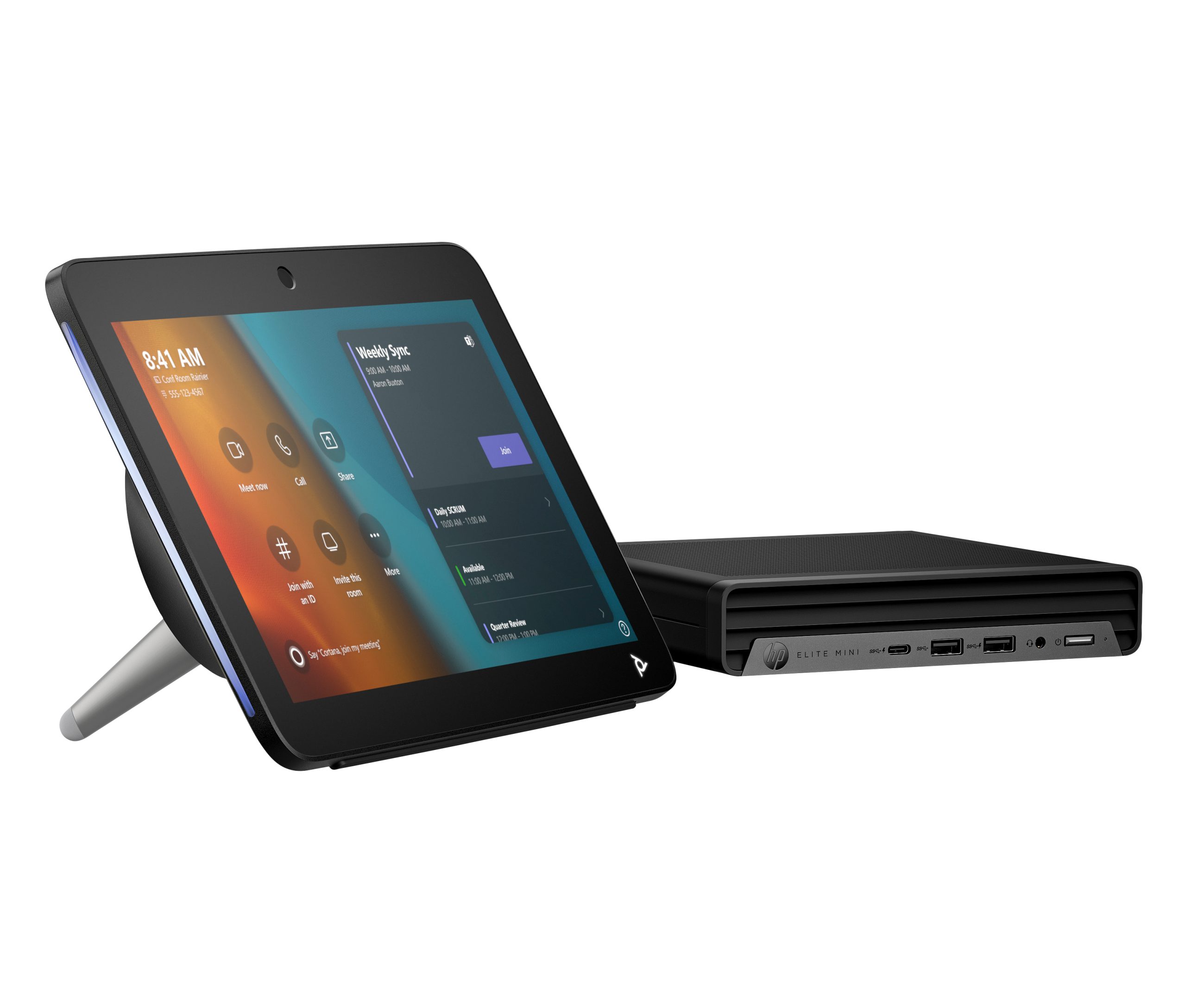 HP Poly Zestaw podstawowy Poly Studio G9 Plus dla komputera stacjonarnego Microsoft Teams HP Mini IP bez TC10