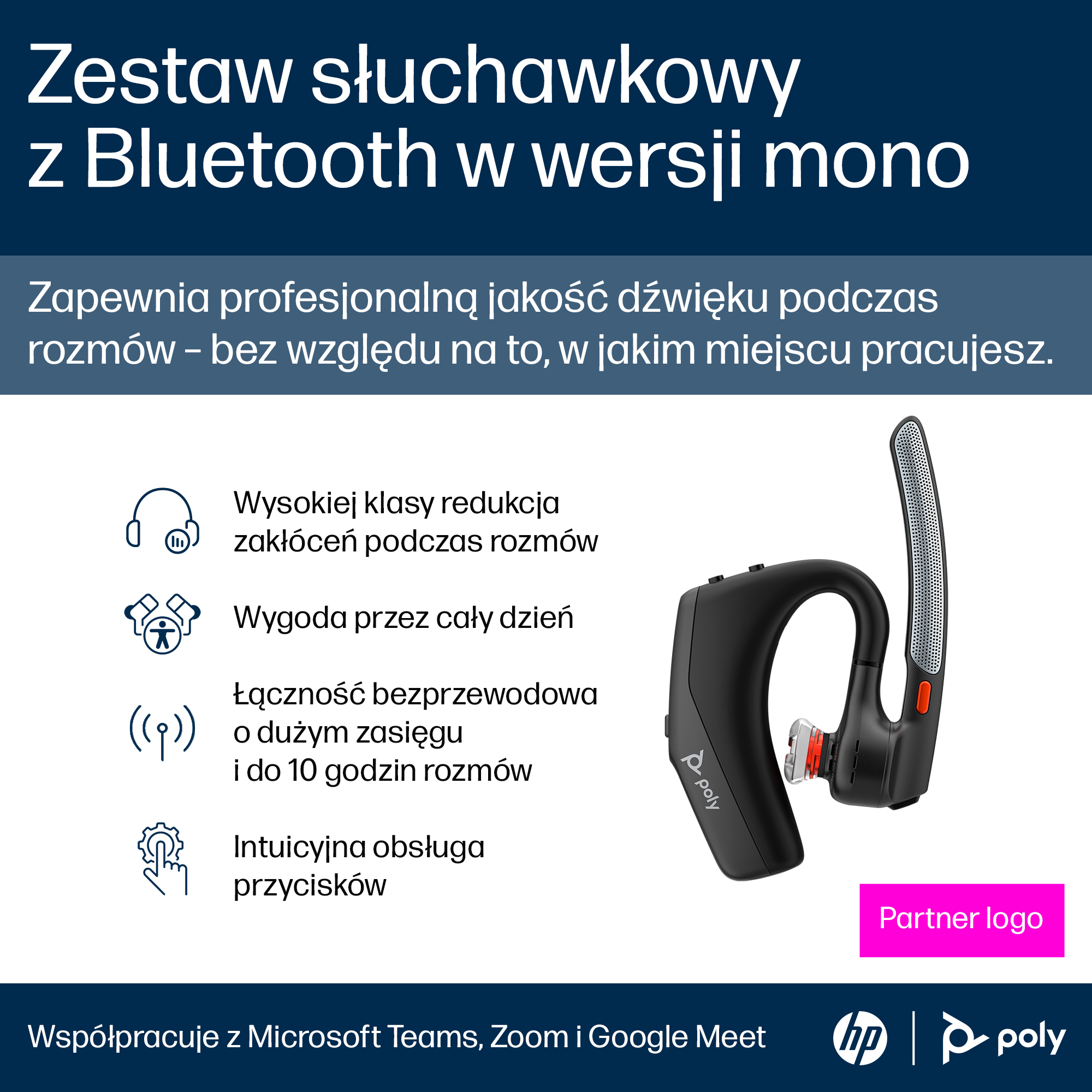 HP Voyager Legend 30 Headset – Bluetooth, UC Certified - obrazek 3