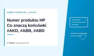 Okładka wpisu o końcówkach numerów produktów HP, z rysunkiem etykiety z numerem i metki.